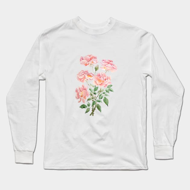 pink rose watercolor 2021 Long Sleeve T-Shirt by colorandcolor